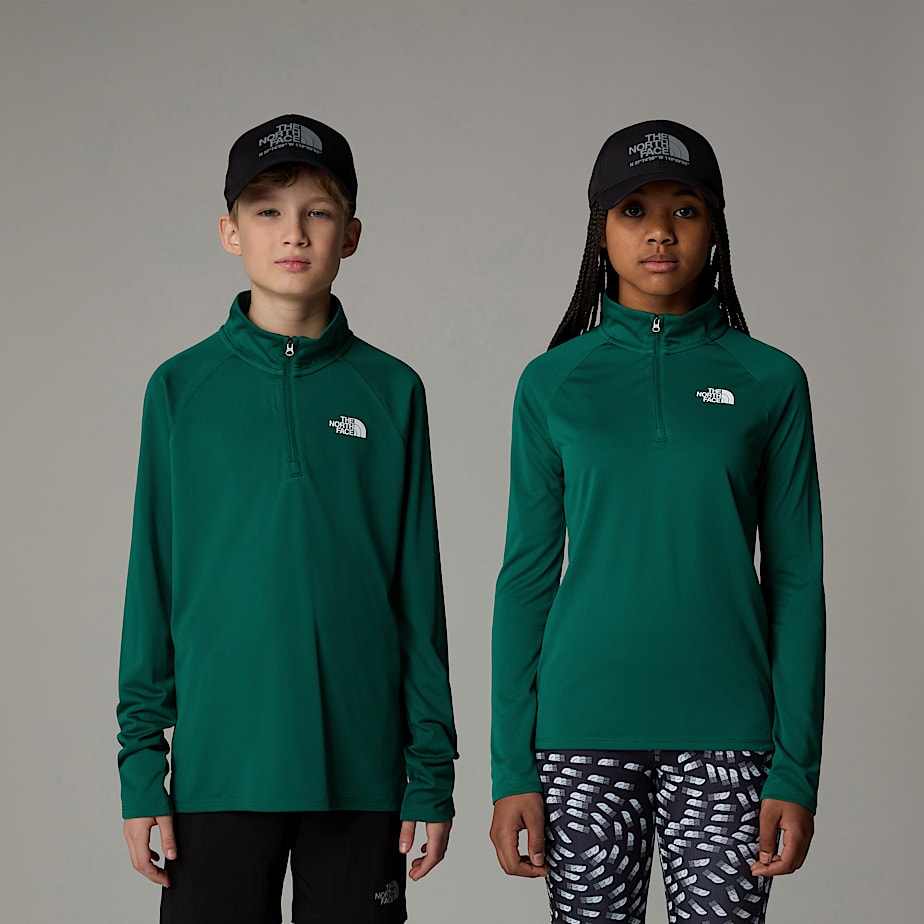 Kids\' The North Face Never Stop 1/4 Zip Long-Sleeve Top Pullover Green | NF0A62Y1Z