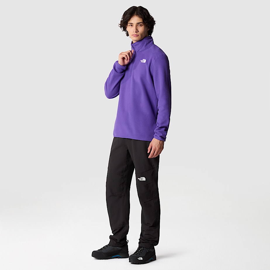 Men The North Face 100 Glacier 1/4 Zip Fleece Pullover Purple | NF0A93O6H
