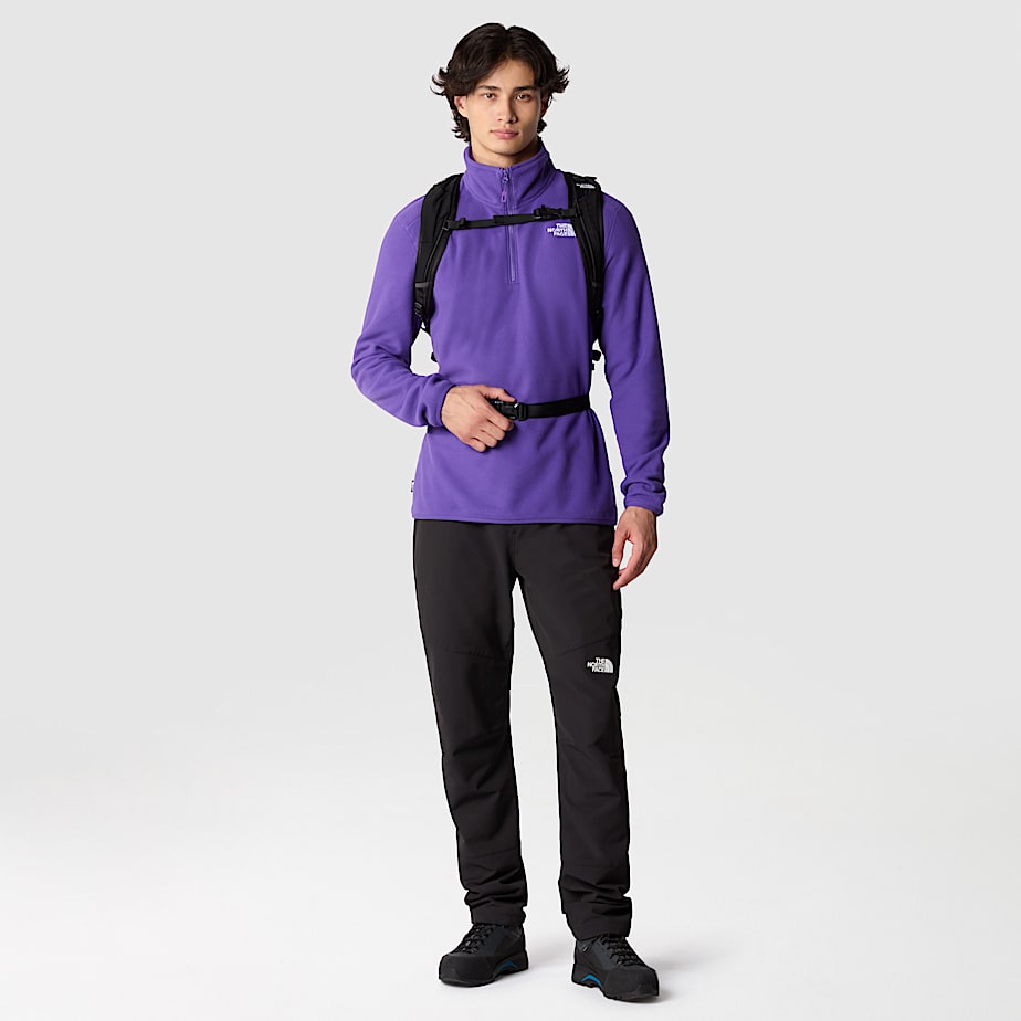 Men The North Face 100 Glacier 1/4 Zip Fleece Pullover Purple | NF0A93O6H