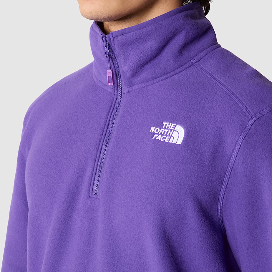 Men The North Face 100 Glacier 1/4 Zip Fleece Pullover Purple | NF0A93O6H