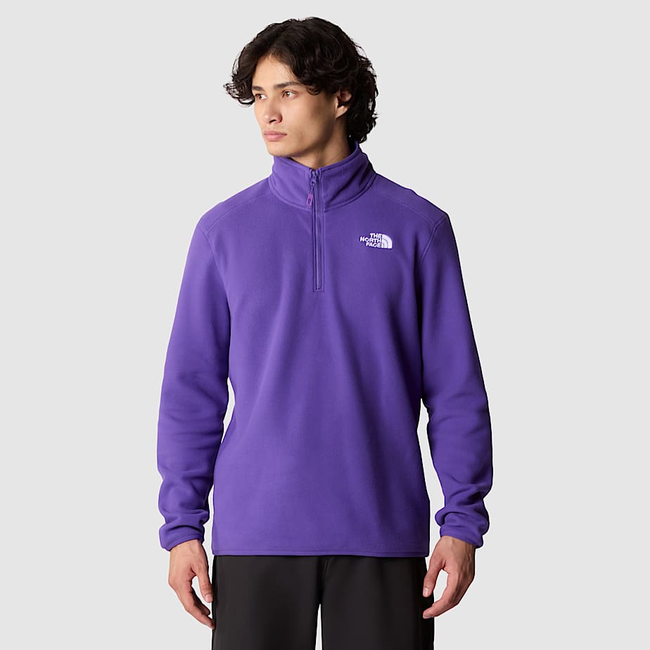 Men The North Face 100 Glacier 1/4 Zip Fleece Pullover Purple | NF0A93O6H