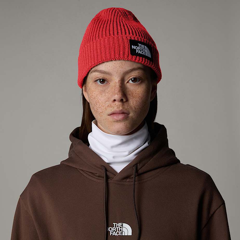 Men The North Face Logo Box Cuffed Beanie Red | NF0A42B7D