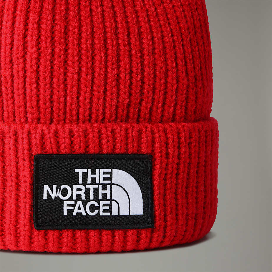 Men The North Face Logo Box Cuffed Beanie Red | NF0A42B7D