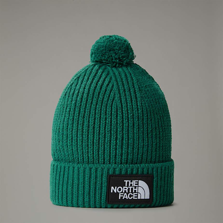 Men The North Face Logo Box Pom Beanie Green | NF0A61F3H
