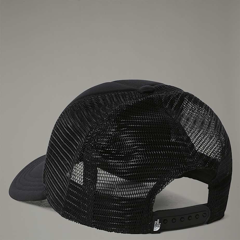 Men The North Face Logo Trucker Caps Black | NF0A19X5A