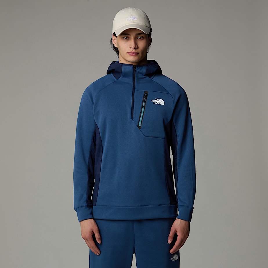 Men The North Face Mountain Athletics 1/4 Zip Hooded Fleece Pullover Blue | NF0A33X0V
