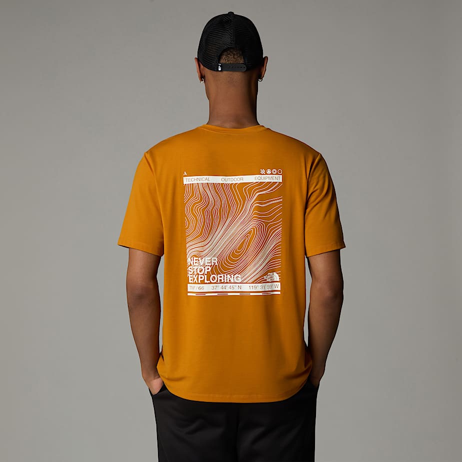 Men The North Face Topographic Foundation T Shirts Orange | NF0A47L8U