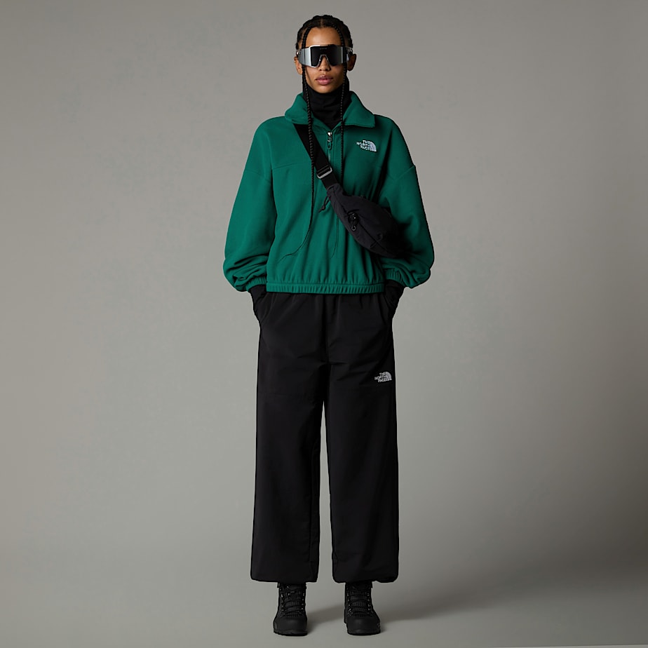 Women The North Face 100 Glacier 1/2 Zip Fleece Pullover Green | NF0A13N3Q