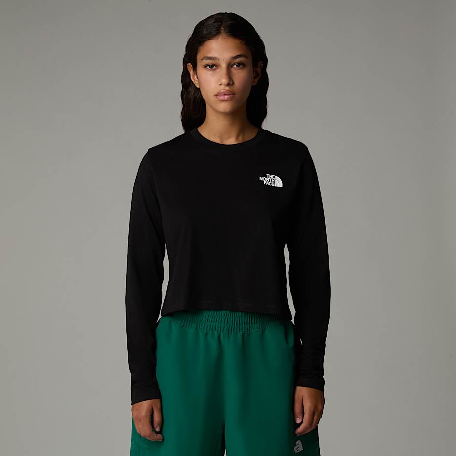 Women The North Face Cropped Long-Sleeve Simple Dome T Shirts Black | NF0A35Z3M