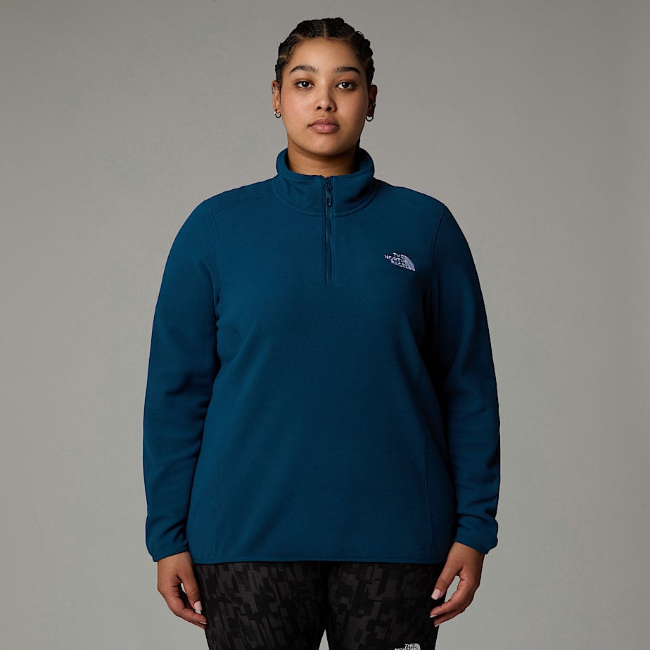 Women The North Face Plus Size 100 Glacier 1/4 Zip Fleece Pullover Navy | NF0A26S1C